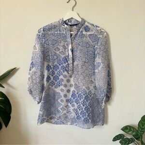Massimo Dutti Silk Blouse in Blue Size 36